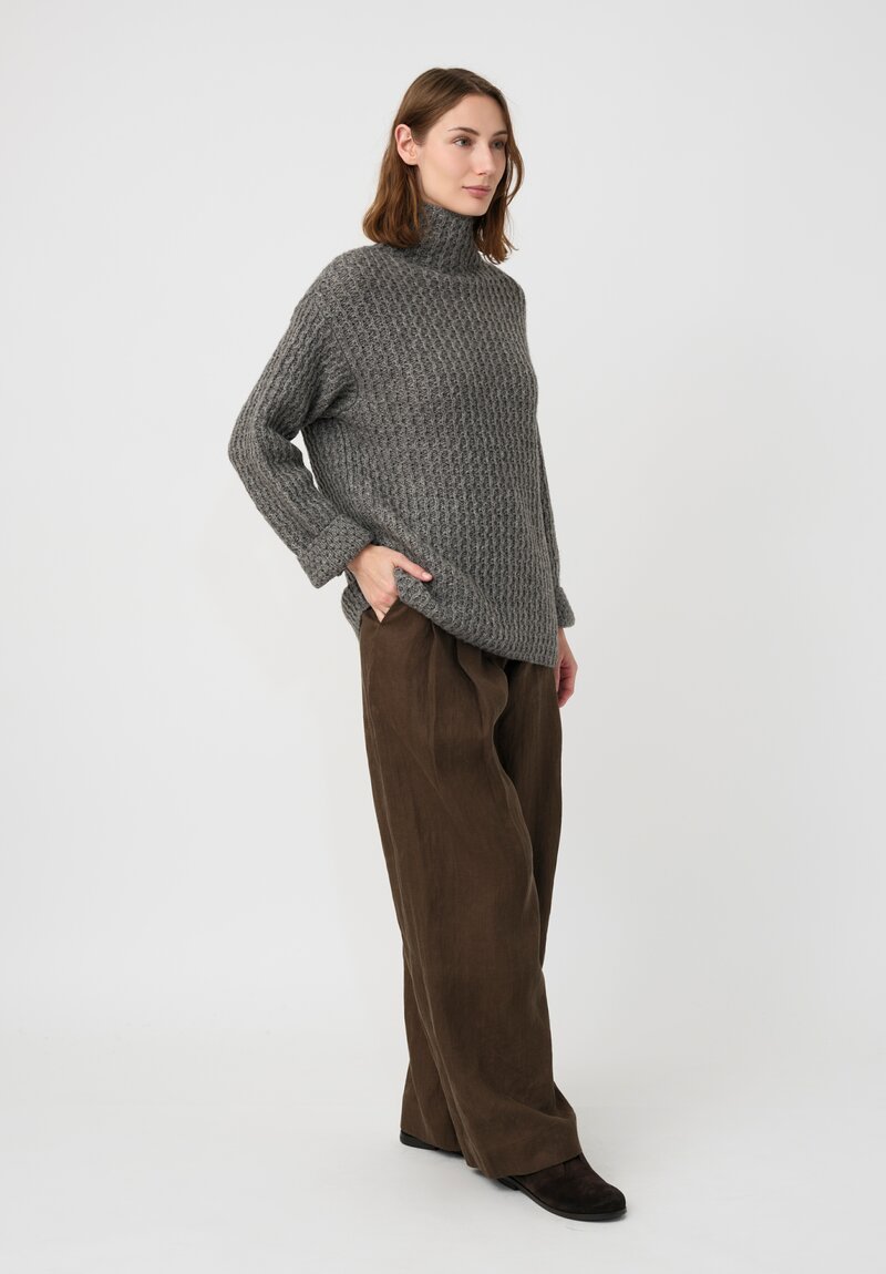 Forme d'Expression Thermal Yak Chunky Knit Turtleneck in Dark Stone Grey