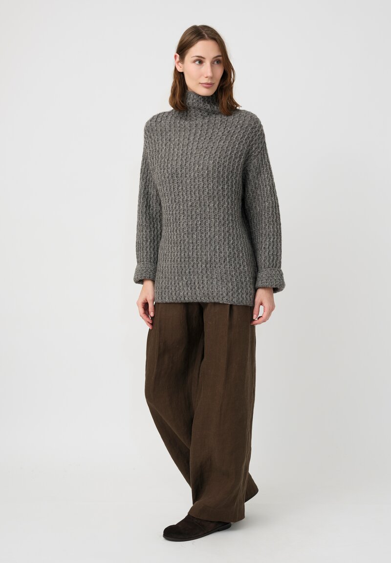 Forme d'Expression Thermal Yak Chunky Knit Turtleneck in Dark Stone Grey