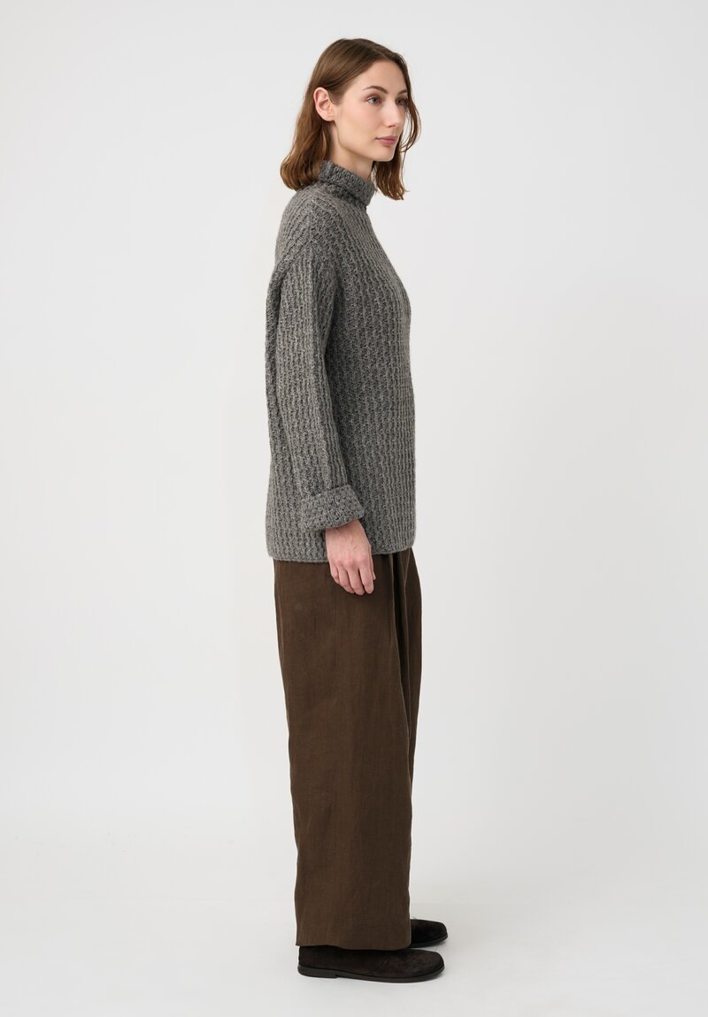 Forme d'Expression Thermal Yak Chunky Knit Turtleneck in Dark Stone Grey