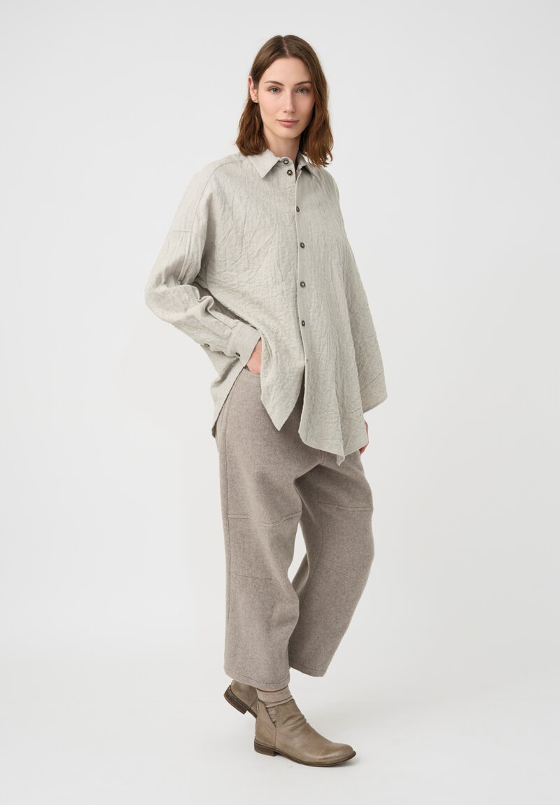 Forme d'Expression Thermal Skewed 5-Pocket Pants in Neutral Oyster Grey
