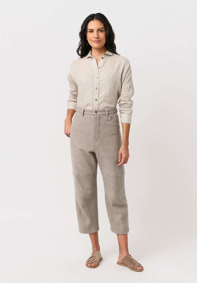 Forme d'Expression Thermal Skewed 5-Pocket Pants in Neutral Oyster Grey