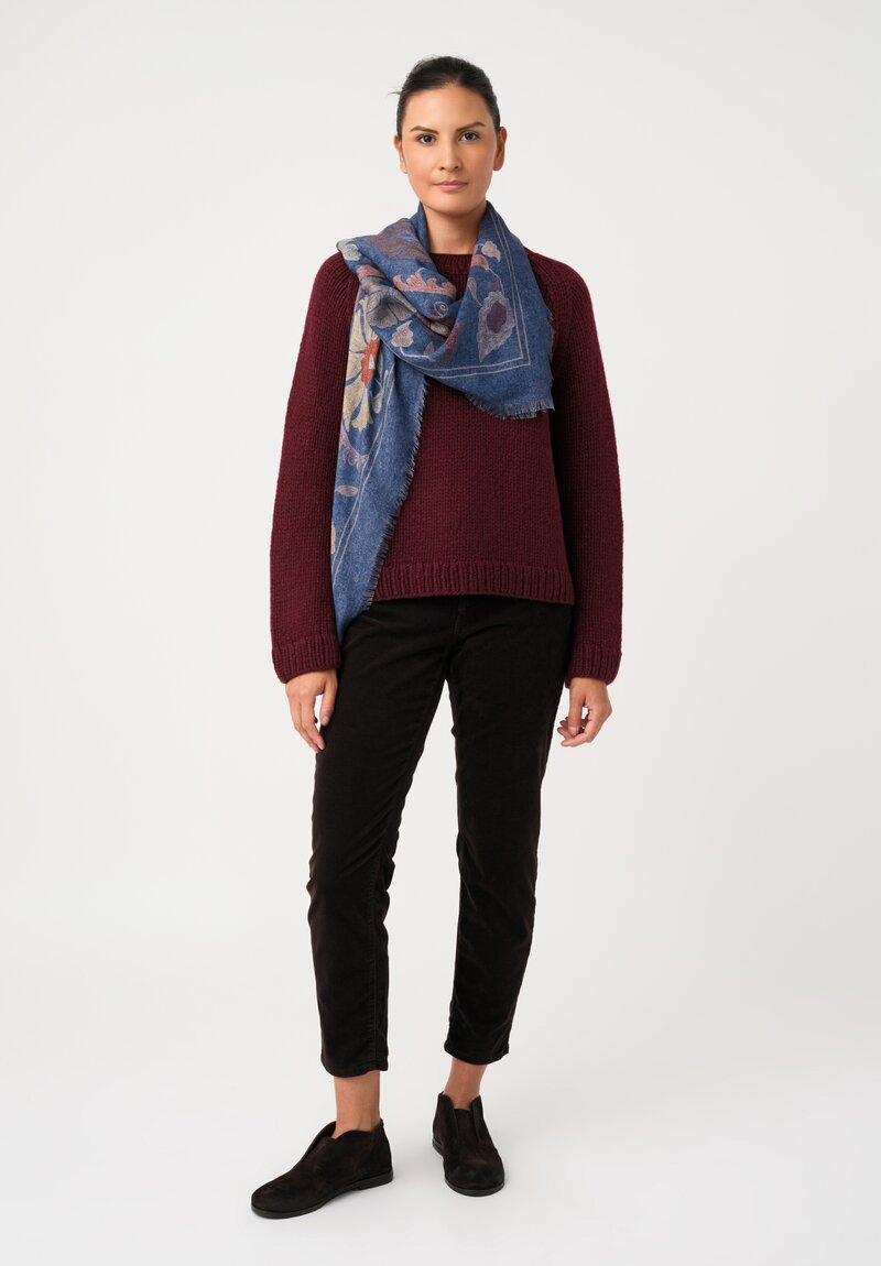 Wommelsdorf Cashmere Knit Round Neck Pepper Sweater in Burgundy