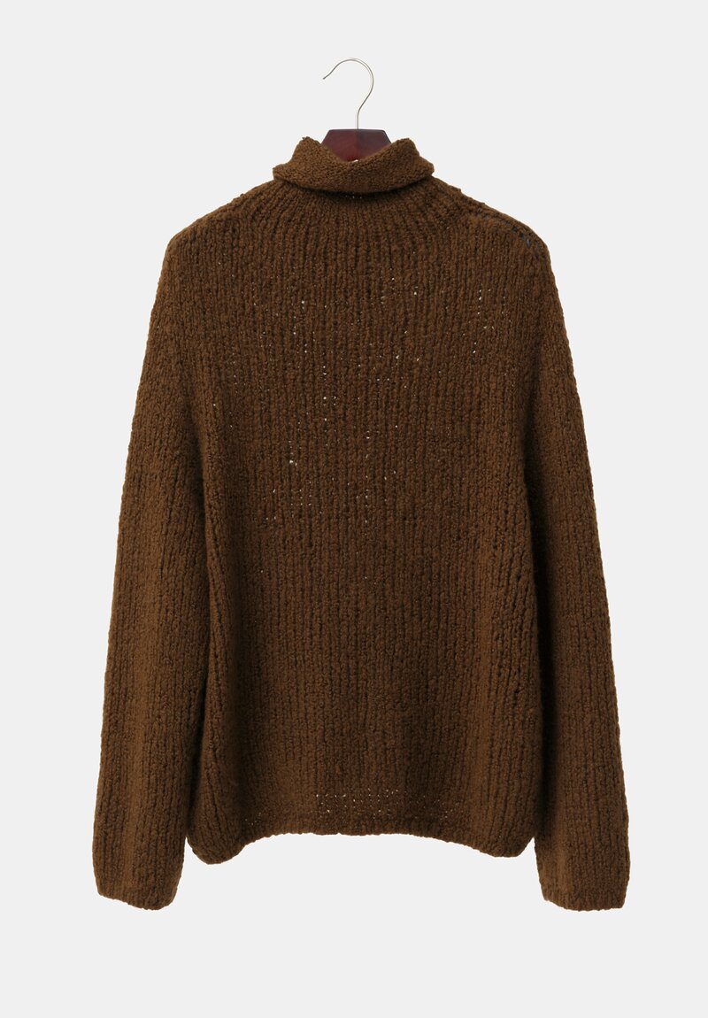 Wommelsdorff Cashmere & Silk Hand-Knit Yara Turtleneck Sweater in Antique Brown 	