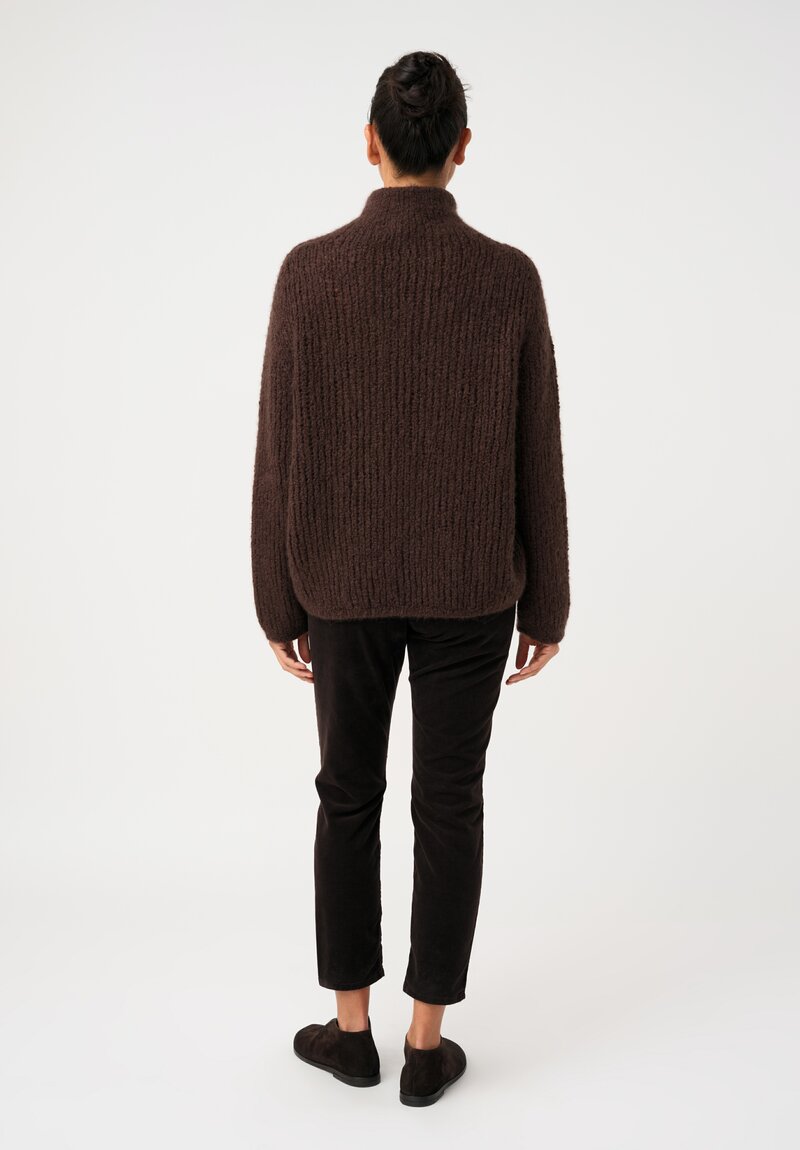 Wommelsdorff Cashmere & Silk Hand-Knit Yara Turtleneck Sweater in Umbra Brown	