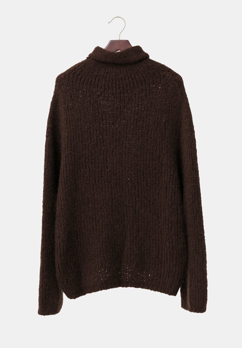Wommelsdorff Cashmere & Silk Hand-Knit Yara Turtleneck Sweater in Umbra Brown	