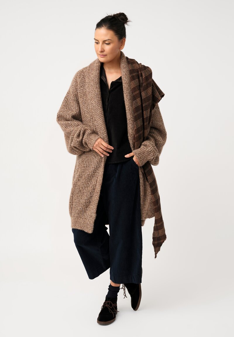 Album di Famiglia Cotton Velvet Short Collar Shirt in Cacao Brown