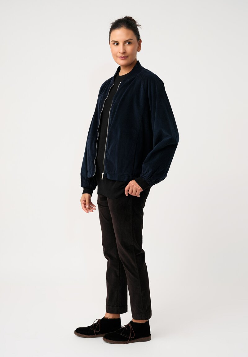 Album di Famiglia Cotton Velvet Bomber Jacket in Ink Blue