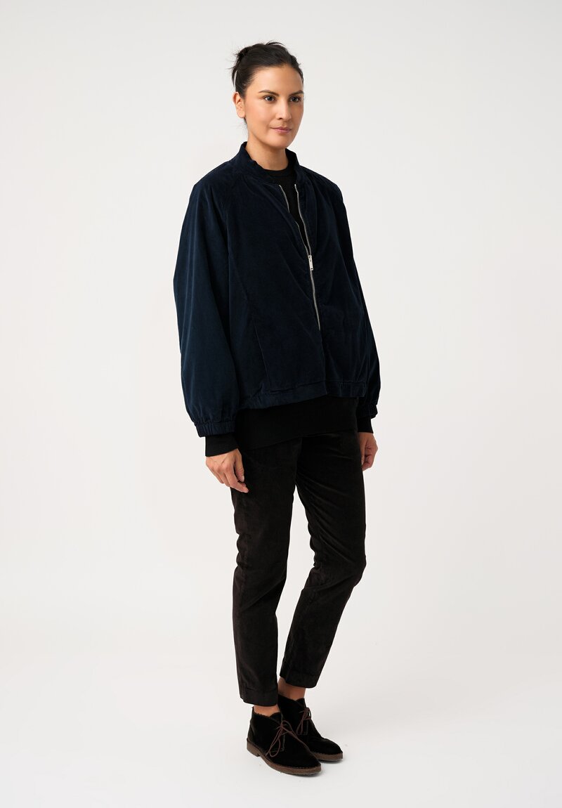 Album di Famiglia Cotton Velvet Bomber Jacket in Ink Blue