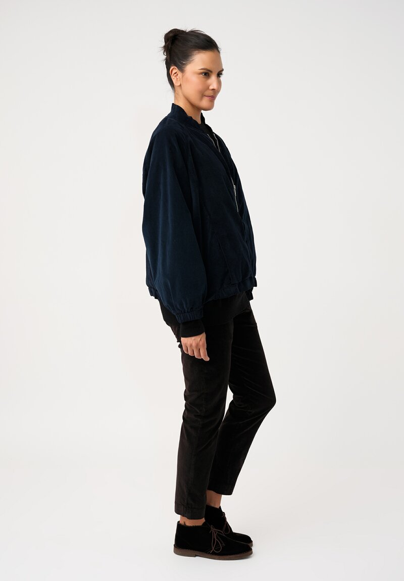 Album di Famiglia Cotton Velvet Bomber Jacket in Ink Blue