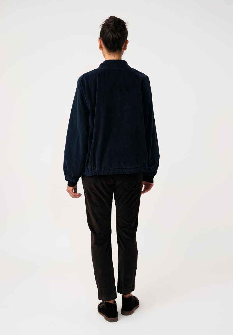 Album di Famiglia Cotton Velvet Bomber Jacket in Ink Blue