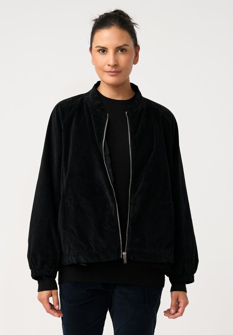 Album di Famiglia Cotton Velvet Bomber Jacket in Mars Black