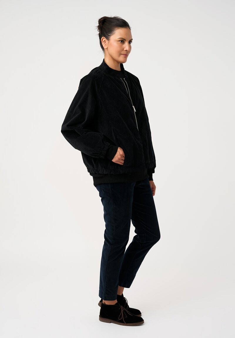 Album di Famiglia Cotton Velvet Bomber Jacket in Mars Black