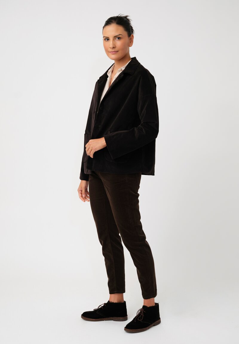 Album di Famiglia Cotton Velvet Relaxed Blazer in Chocolate Brown