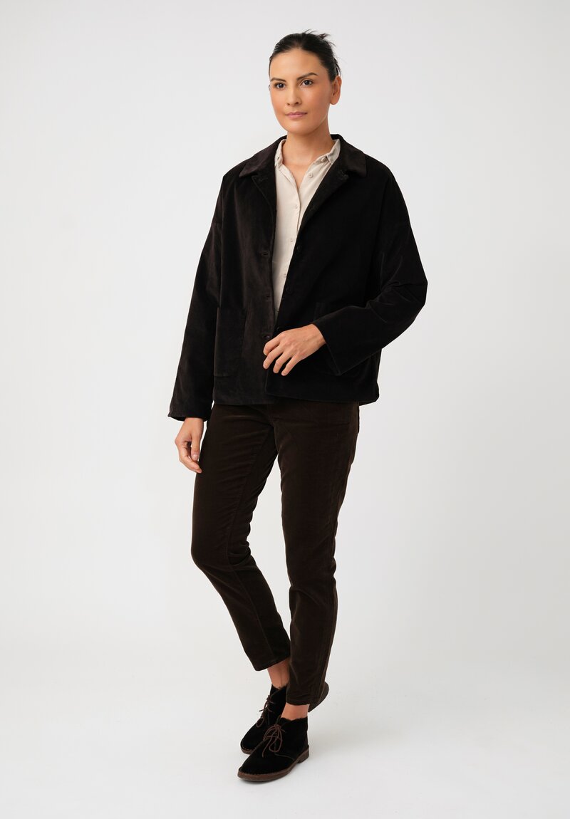 Album di Famiglia Cotton Velvet Relaxed Blazer in Chocolate Brown