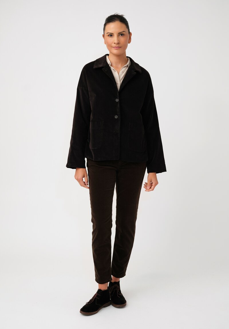 Album di Famiglia Cotton Velvet Relaxed Blazer in Chocolate Brown