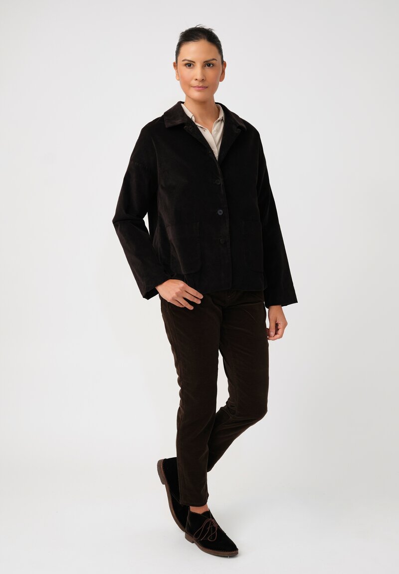 Album di Famiglia Cotton Velvet Relaxed Blazer in Chocolate Brown
