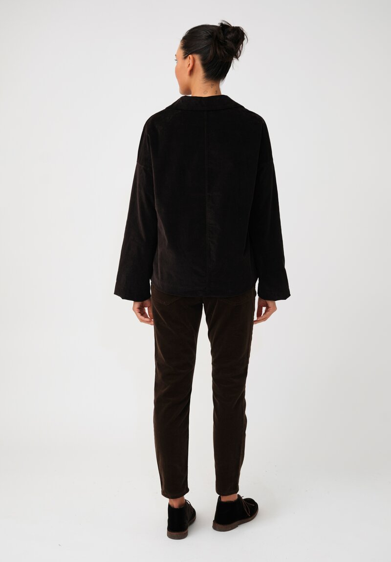 Album di Famiglia Cotton Velvet Relaxed Blazer in Chocolate Brown