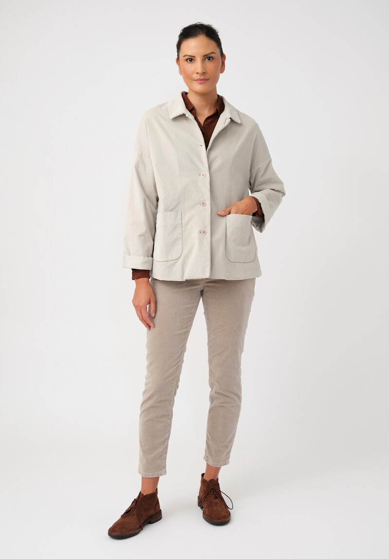 Album di Famiglia Cotton Velvet Relaxed Blazer in Fog Grey