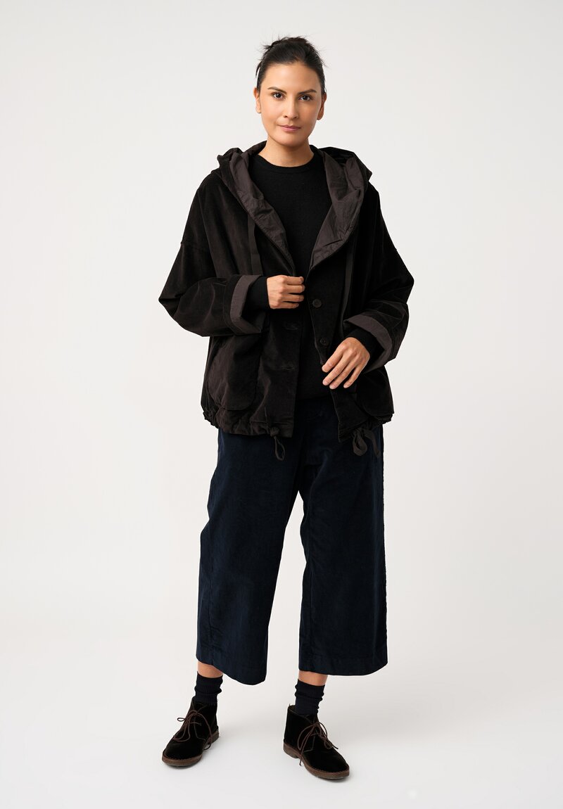 Album di Famiglia Cotton Velvet Hooded Jacket in Cacao Brown