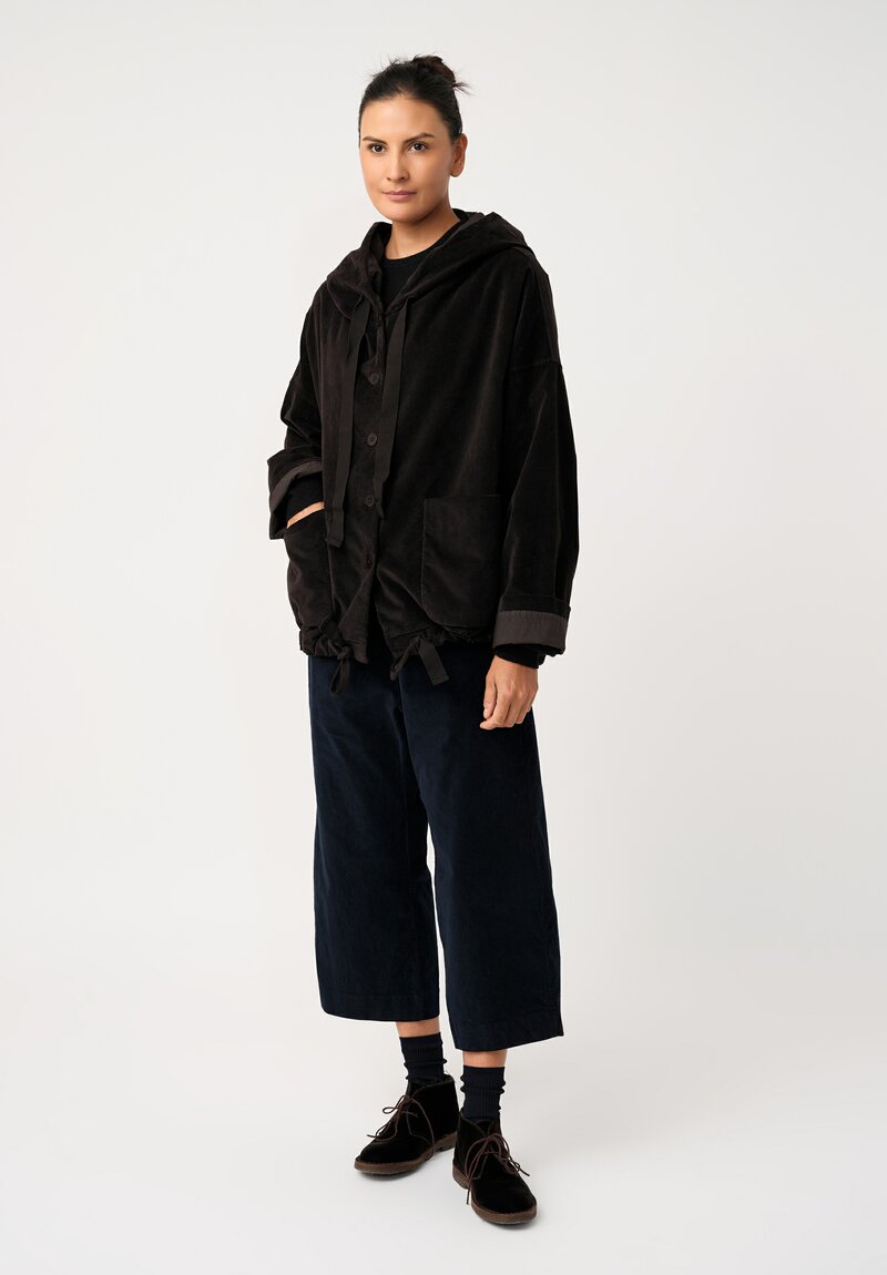 Album di Famiglia Cotton Velvet Hooded Jacket in Cacao Brown