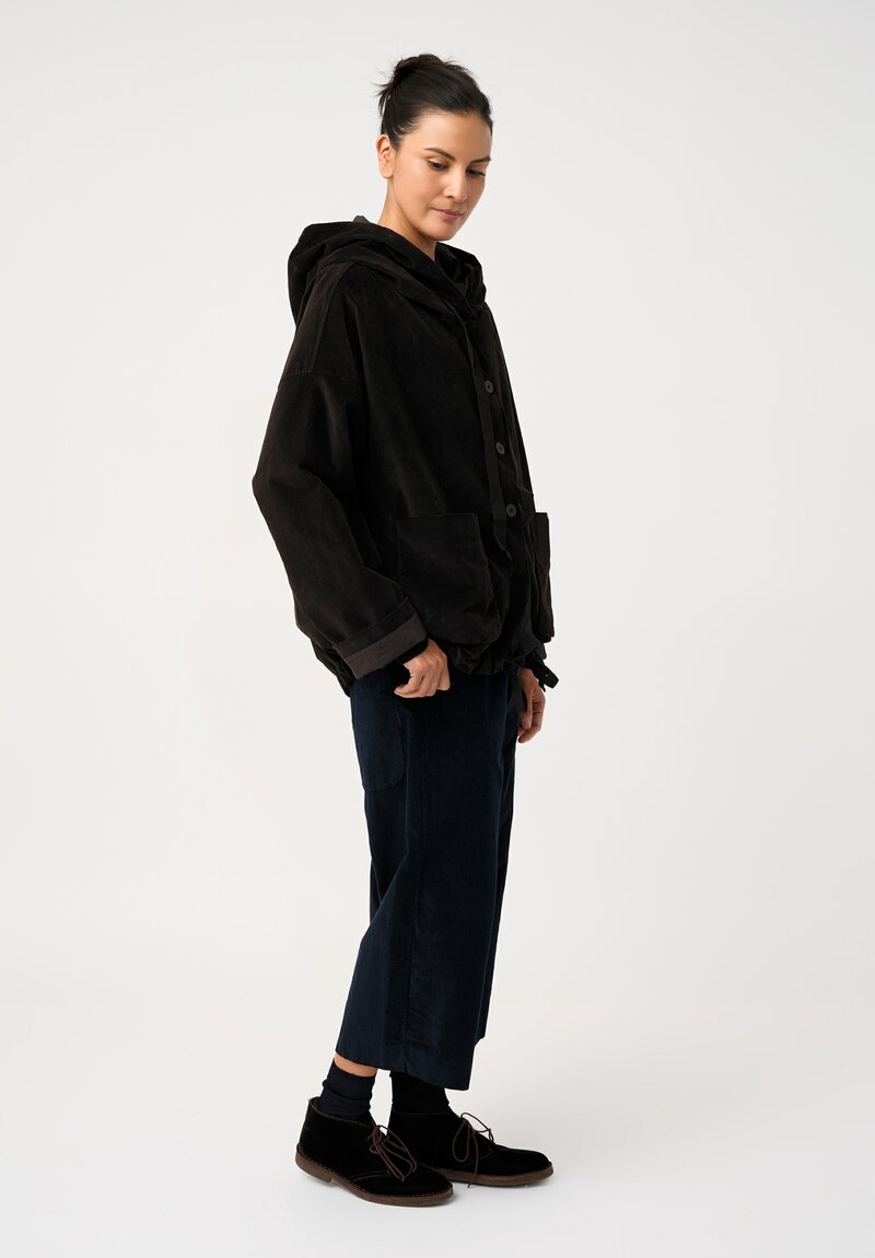 Album di Famiglia Cotton Velvet Hooded Jacket in Cacao Brown