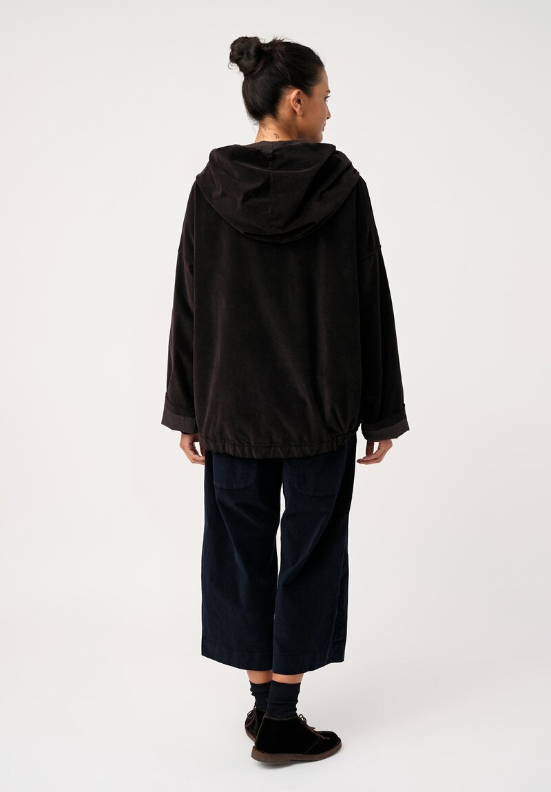 Album di Famiglia Cotton Velvet Hooded Jacket in Cacao Brown