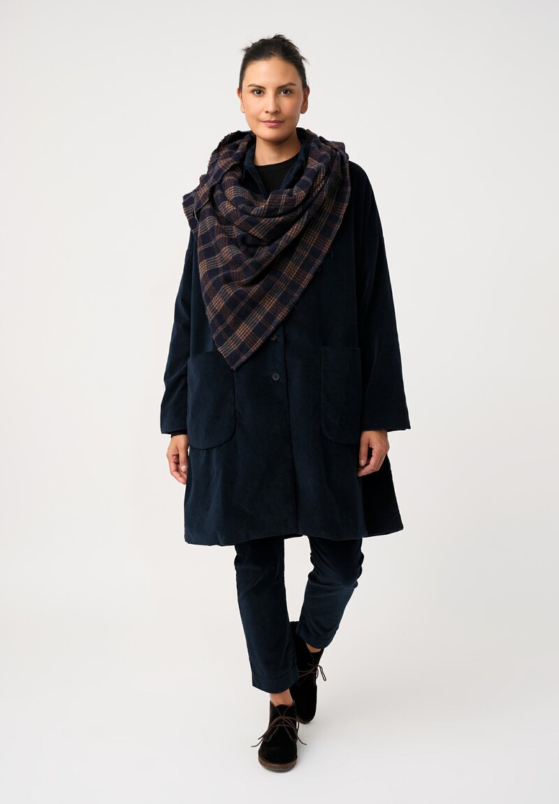 Album di Famiglia Cotton Velvet Duster Coat in Ink Blue