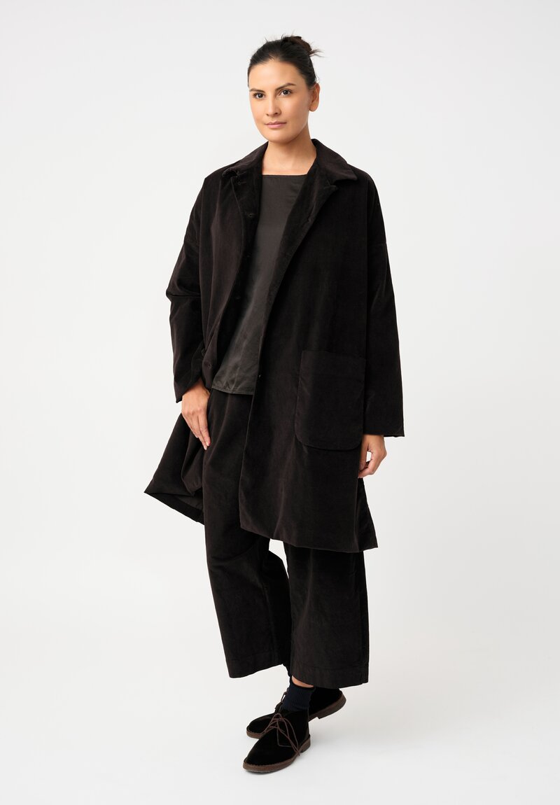 Album di Famiglia Cotton Velvet Duster Coat in Cacao Brown
