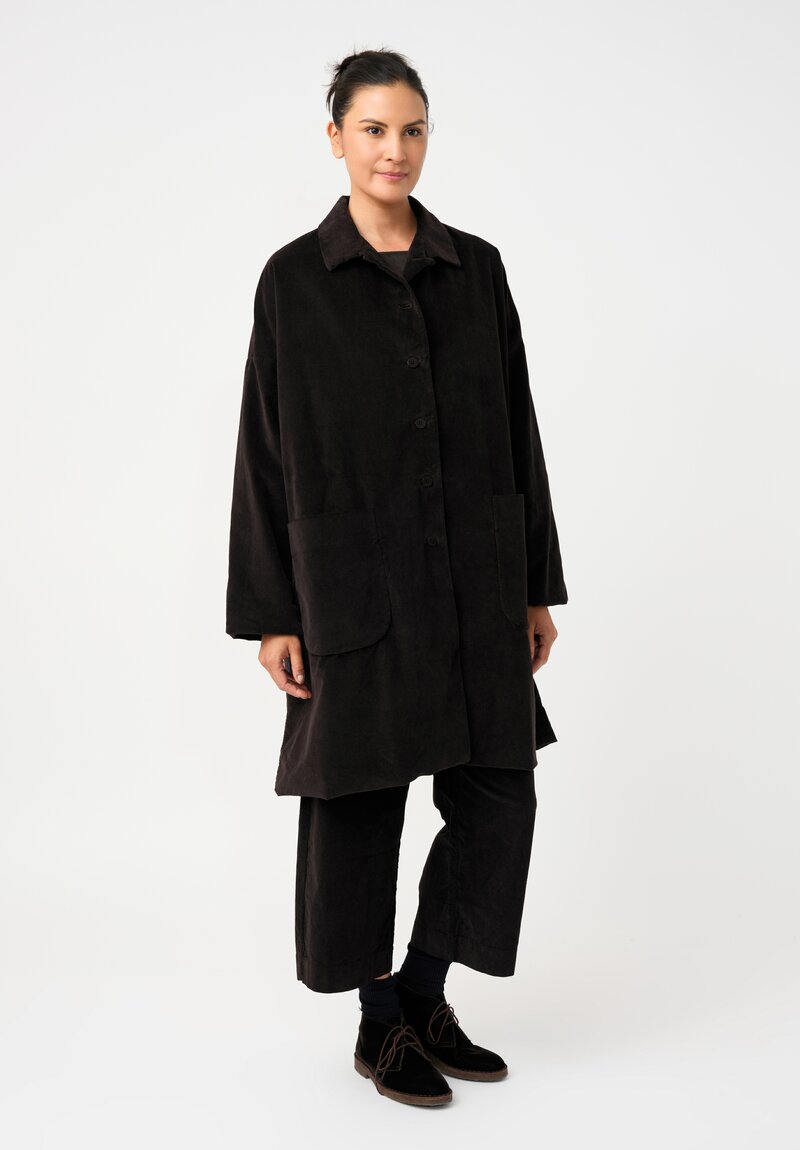 Album di Famiglia Cotton Velvet Duster Coat in Cacao Brown