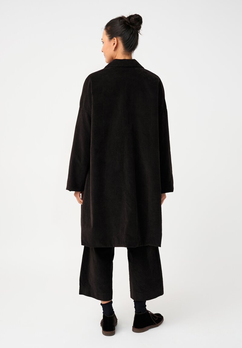 Album di Famiglia Cotton Velvet Duster Coat in Cacao Brown