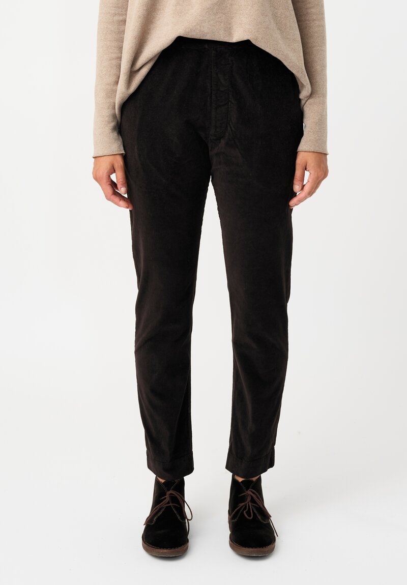 Album di Famiglia Cotton Velvet Slim Pants in Cacao Brown