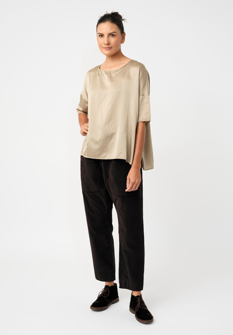 Album di Famiglia Cotton Velvet Patch Pocket Pants in Cacao Brown