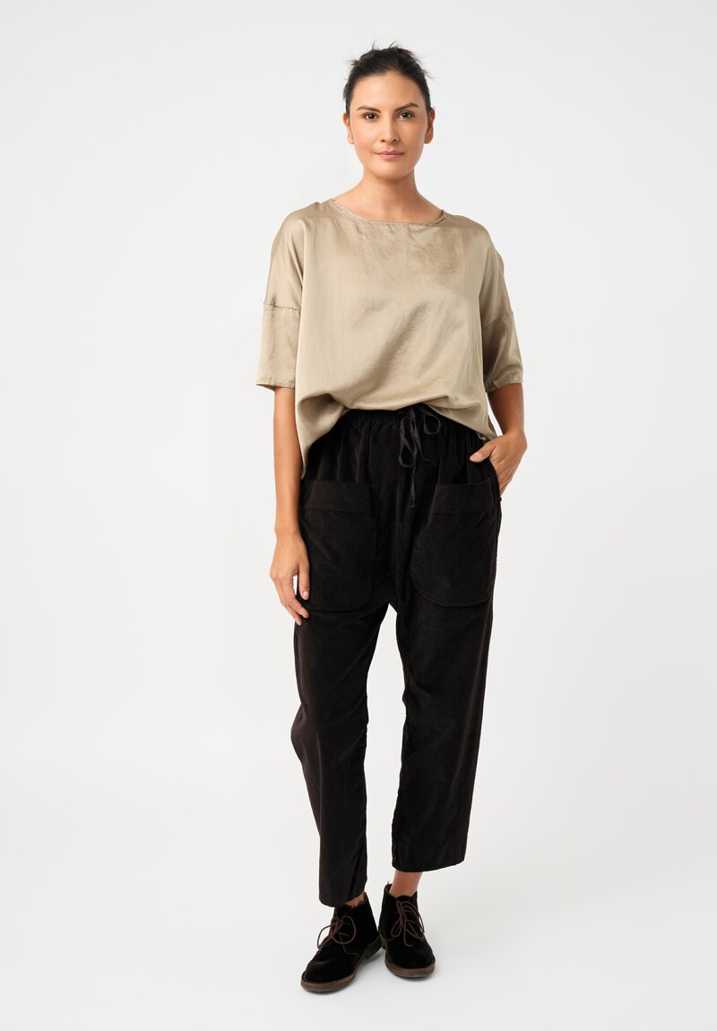 Album di Famiglia Cotton Velvet Patch Pocket Pants in Cacao Brown