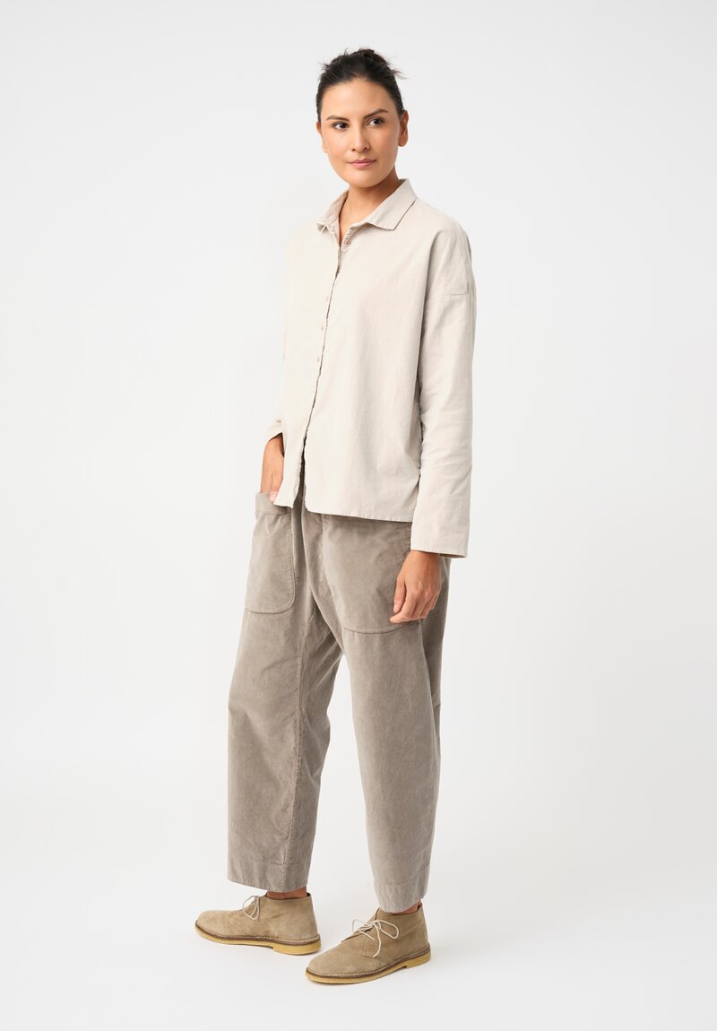 Album di Famiglia Cotton Velvet Patch Pocket Pants in Ash Brown