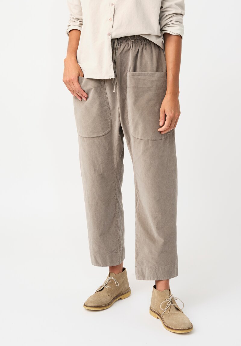 Album di Famiglia Cotton Velvet Patch Pocket Pants in Ash Brown