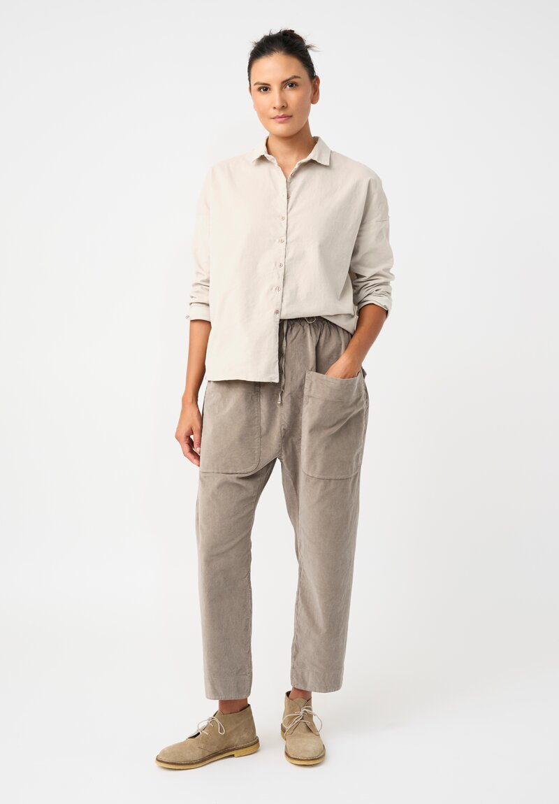 Album di Famiglia Cotton Velvet Patch Pocket Pants in Ash Brown