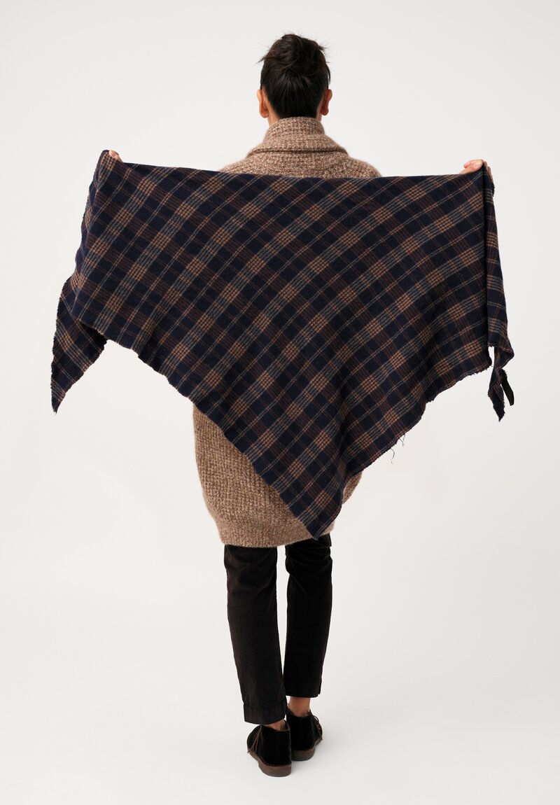 Album di Famiglia Tartan Triangle Scarf in Ink Blue