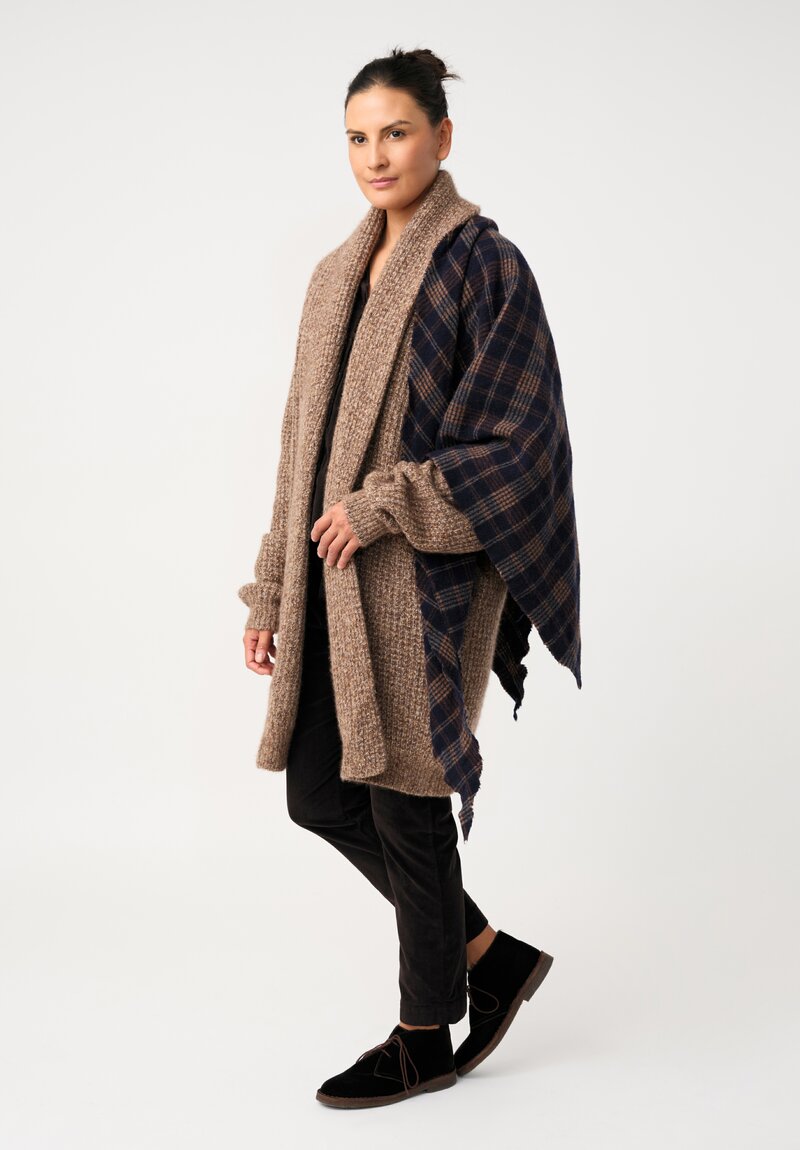 Album di Famiglia Tartan Triangle Scarf in Ink Blue