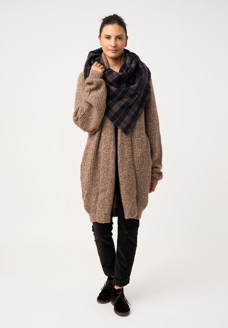 Album di Famiglia Tartan Triangle Scarf in Ink Blue