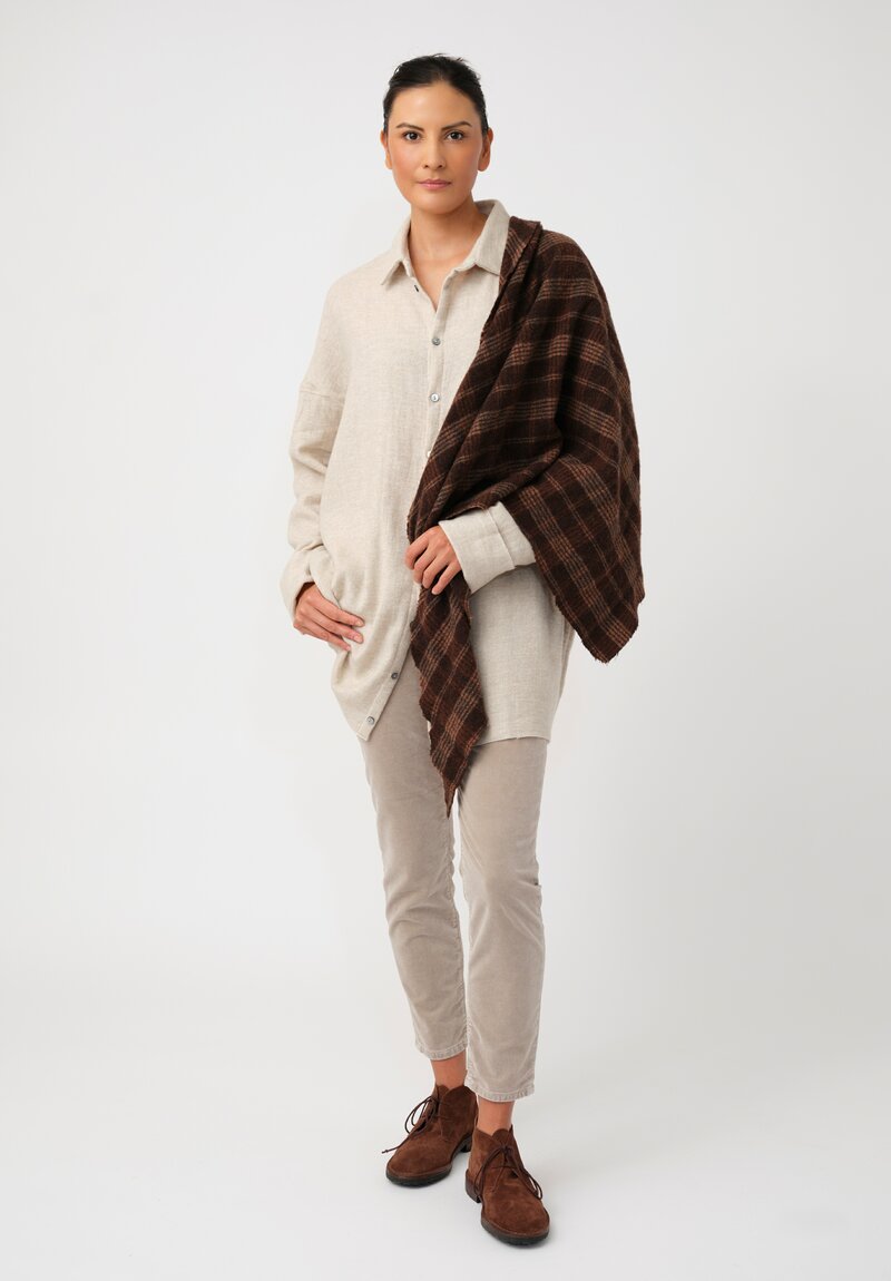 Album di Famiglia Tartan Triangle Scarf in Chestnut Brown | Santa