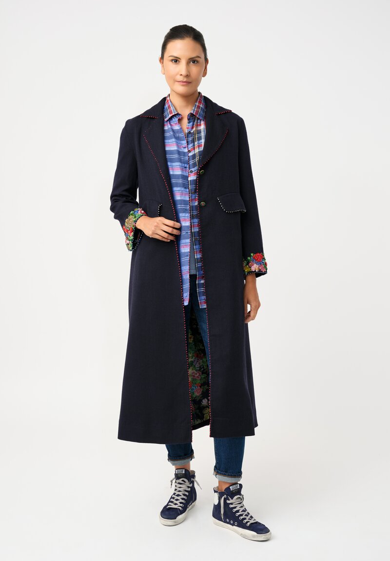 Pero Cotton Silk 2-Piece Plaid Button-Down Top