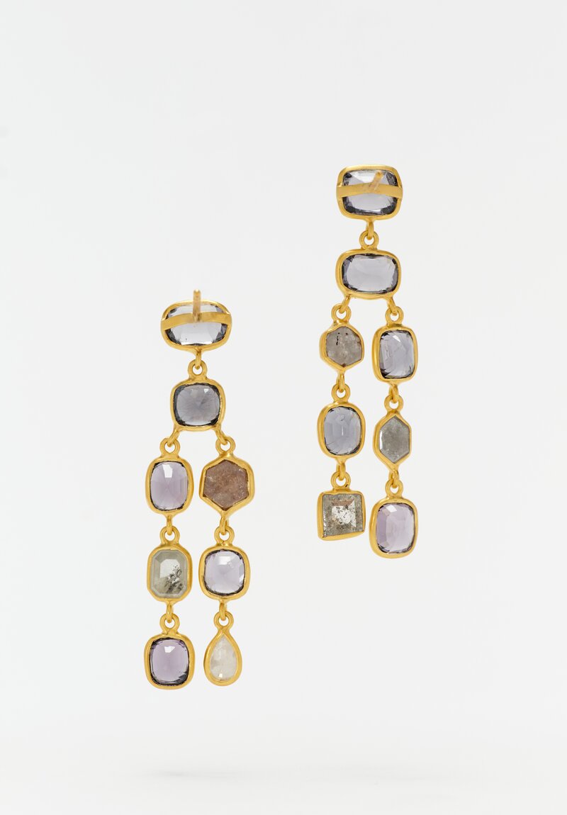 Pippa Small 18K Gold The Middle Path Collection Double Strand Chandelier Earrings with Post Closure and 12.1 Carats Spinel & Diamonds Gemstones Back Shot View