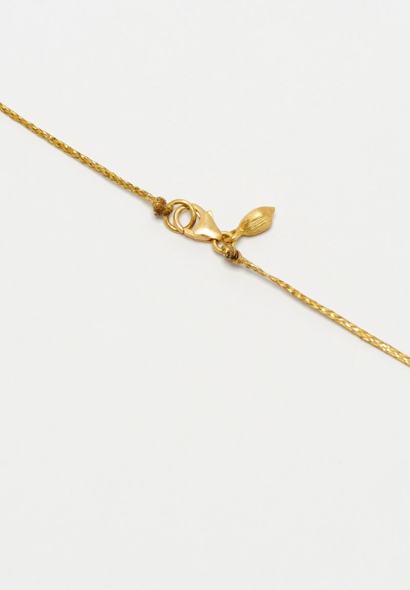 Pippa Small 18K Gold Braided Cord Chain Lobster Clasp Closure Necklace from The Middle Path Collection with 1.2 Carat Spinel Gemstone Bezel Set Pendant & 18K Gold Teardrop Pendant Closure Detail Shot Close Up View