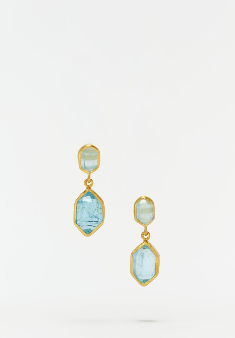 Pippa Small 18k Aquamarine Double Drop Earrings