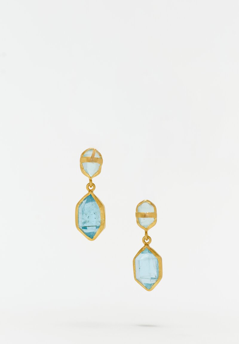 Pippa Small 18k Aquamarine Double Drop Earrings