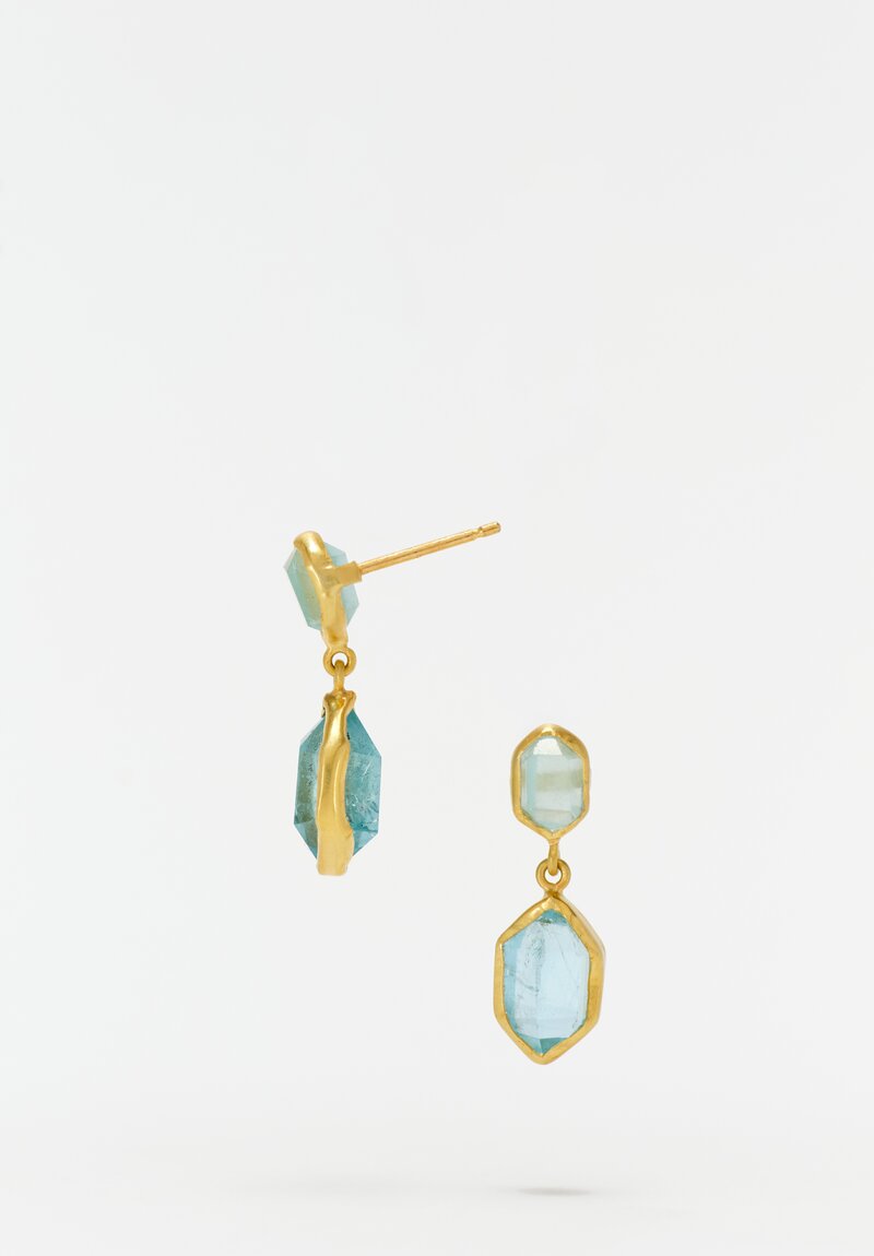 Pippa Small 18k Aquamarine Double Drop Earrings