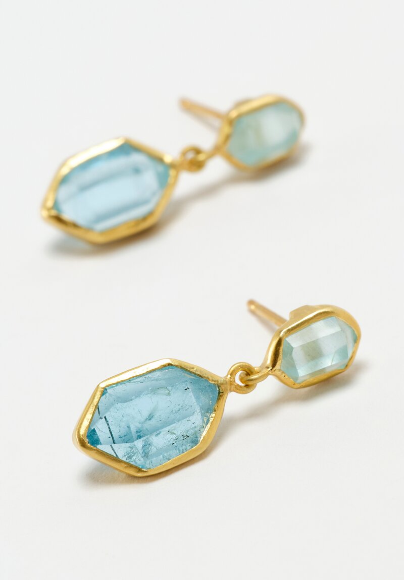 Pippa Small 18k Aquamarine Double Drop Earrings