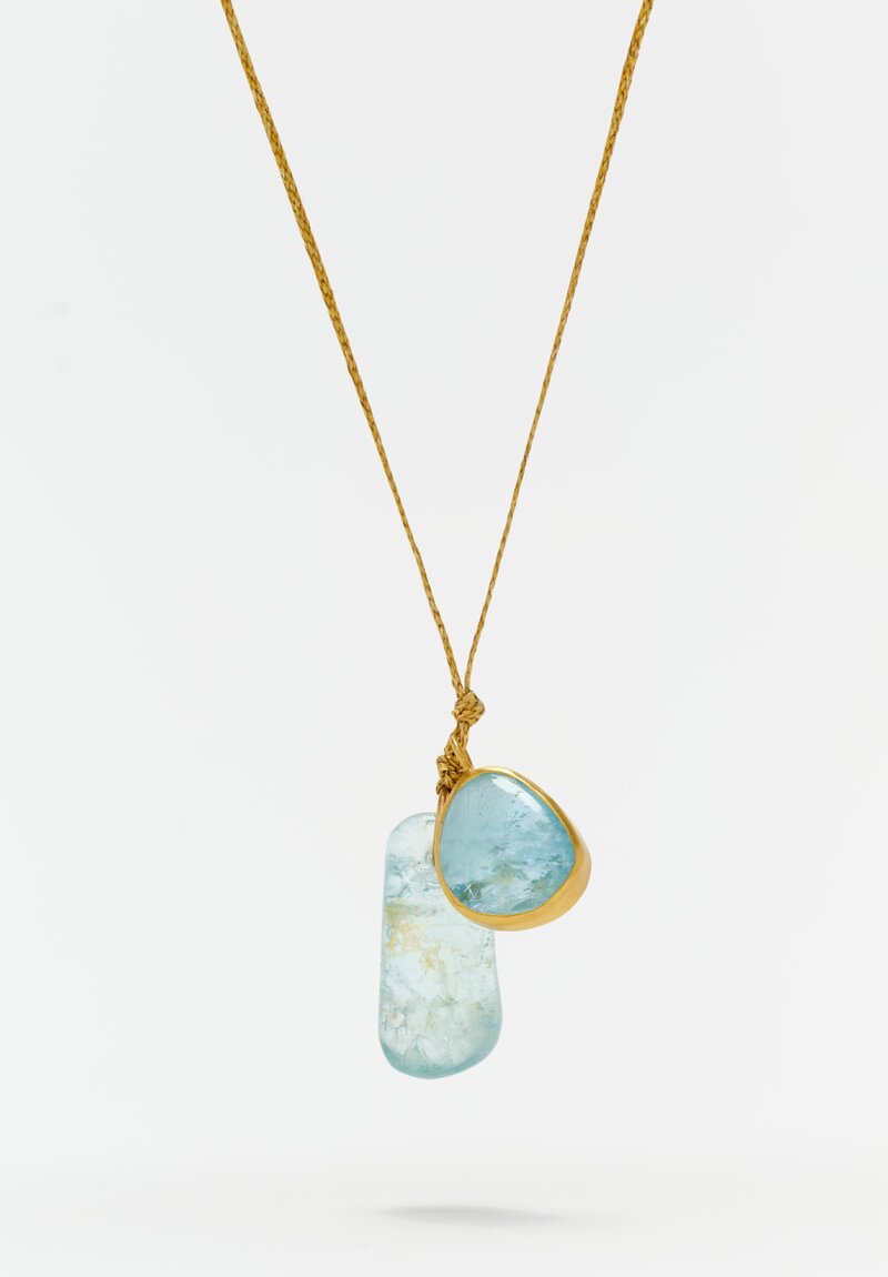 Pippa Small 18k, Aquamarine Double Drop Pendant 53.39 cts