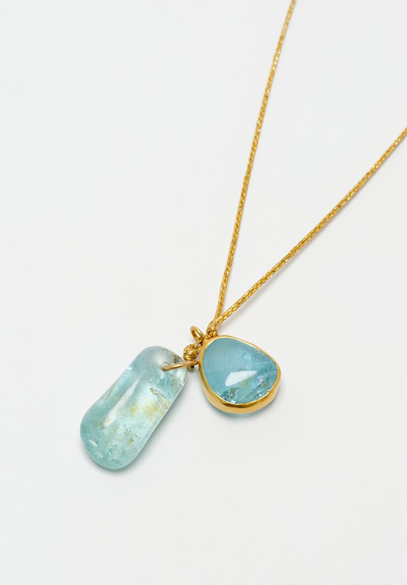 Pippa Small 18k, Aquamarine Double Drop Pendant 53.39 cts