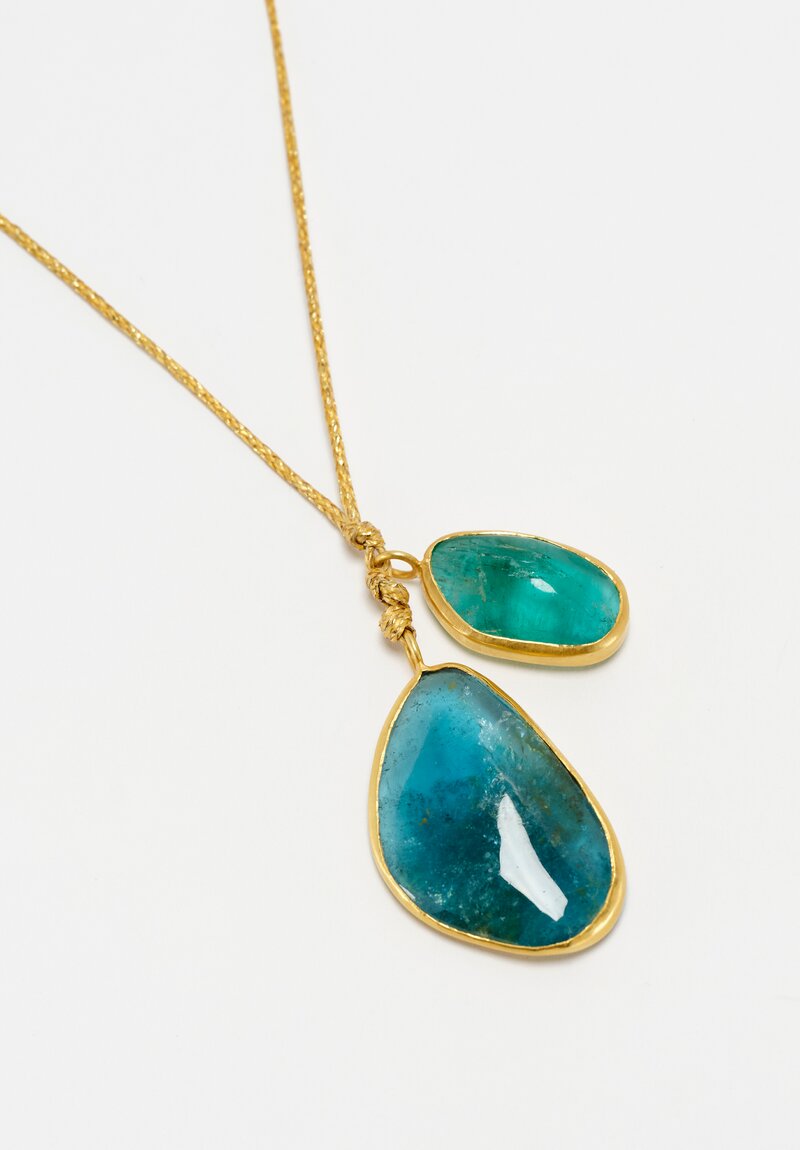 Pippa Small 18k, Tourmaline, Emerald Double Pendant 17.91 cts